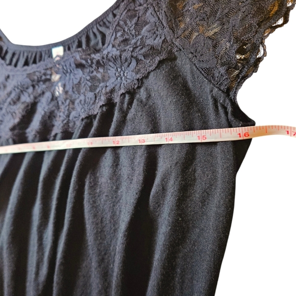 Womens y2k Lace Sleeve Tee w/Smocked Waist Sz M 2000s Fairygrunge Whimsigoth - Picture 7 of 11